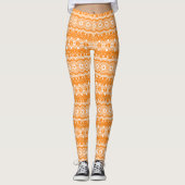 Orange Mandala Geometric Pattern Leggings (Vorderseite)