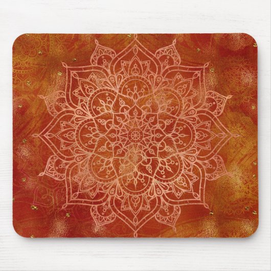 Orange Mandala & Gold Glam Moderne Chic Mousepad (Vorne)