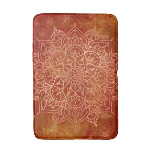 Orange Mandala & Gold Glam Moderner Chic Badematte (Vorderseite Vertikal)