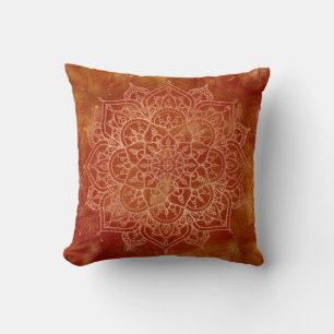 Orange Mandala & Gold Glam Moderner Chic Kissen