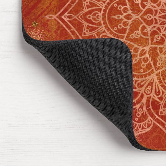 Orange Mandala & Gold Glam Moderner Chic Mousepad (Ecke)