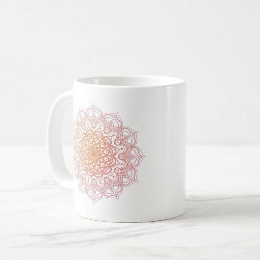 Orange Mandala Kaffeetasse (Vorderseite Links)