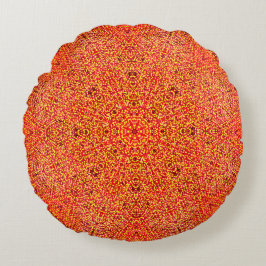 Orange Mandala Rundes Kissen