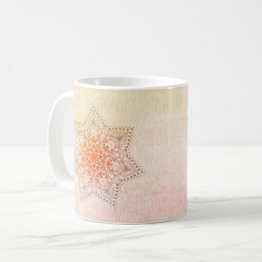 Orange Mandala Tasse (Vorderseite Links)
