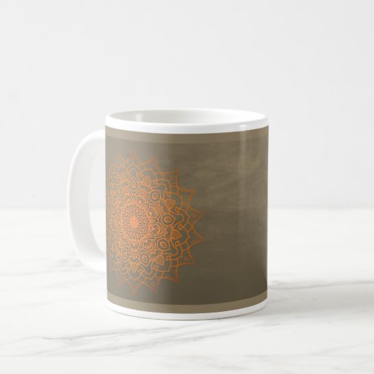 Orange Mandala Tasse (Vorderseite Links)