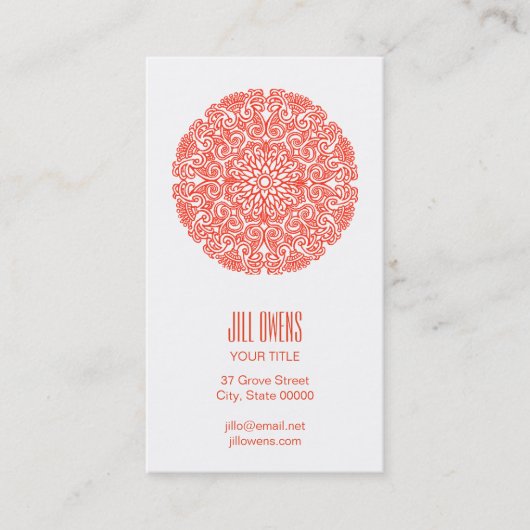 Orange Mandala Yoga Studio Business Cards Visitenkarte (Vorderseite)
