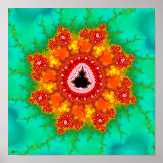 Orange Mandelbrot-Menge Zoom Poster (Vorne)