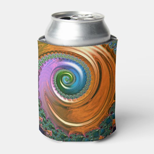 Orange Mandelbrot Swirl Dosenkühler (Kanne Vorderseite)