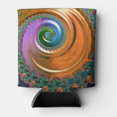Orange Mandelbrot Swirl Dosenkühler (Vorderseite)