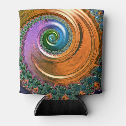 Orange Mandelbrot Swirl Dosenkühler (Vorderseite)