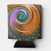 Orange Mandelbrot Swirl Dosenkühler (Rückseite)