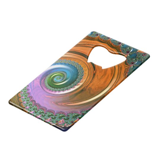 Orange Mandelbrot Swirl Flaschenöffner (Vorderseite Schrägansicht)