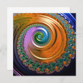 Orange Mandelbrot Swirl Flat Card (Vorne/Hinten)