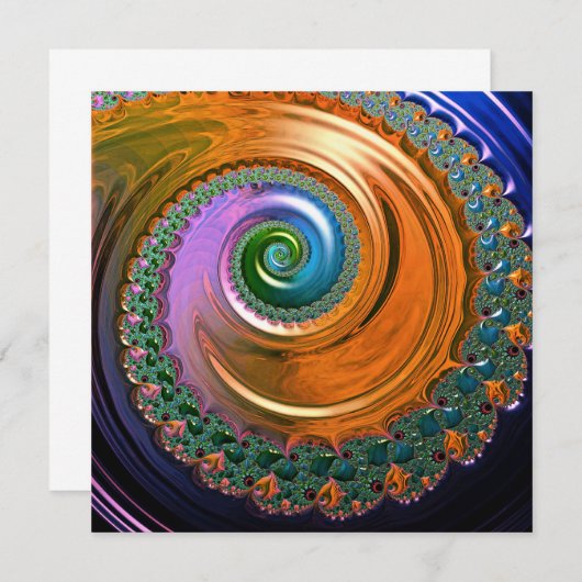 Orange Mandelbrot Swirl Flat Card (Vorne/Hinten)