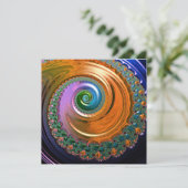 Orange Mandelbrot Swirl Flat Card (Stehend Vorderseite)