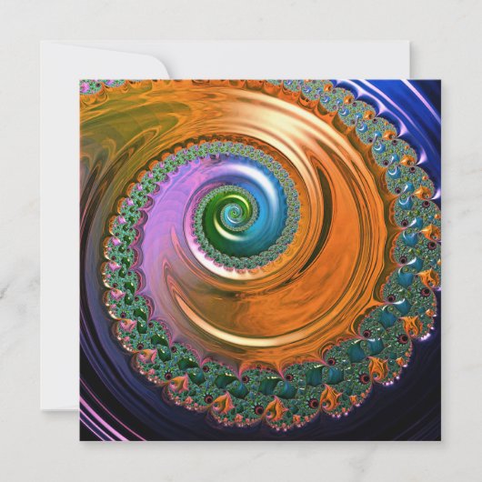 Orange Mandelbrot Swirl Flat Card (Vorderseite)