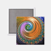 Orange Mandelbrot Swirl Magnet (Vorderseite/Rückseite)