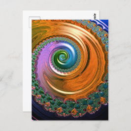 Orange Mandelbrot Swirl Postcard Postkarte