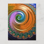 Orange Mandelbrot Swirl Postcard Postkarte (Vorderseite)