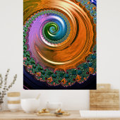 Orange Mandelbrot Swirl Poster (Küche)