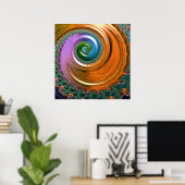Orange Mandelbrot Swirl Poster (Heimbüro)