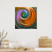 Orange Mandelbrot Swirl Poster (Küche)