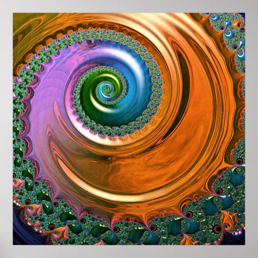 Orange Mandelbrot Swirl Poster (Vorne)