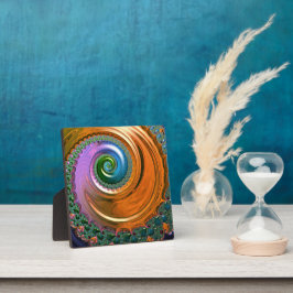 Orange Mandelbrot Swirl Tabletop Plaque mit Easel Fotoplatte