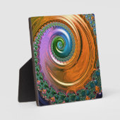 Orange Mandelbrot Swirl Tabletop Plaque mit Easel Fotoplatte (Vorderseite)