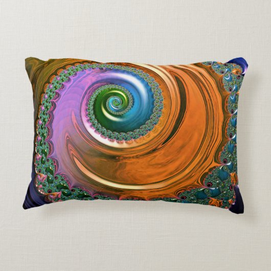 Orange Mandelbrot Wirbel Accent Cushion Dekokissen (Rückseite)