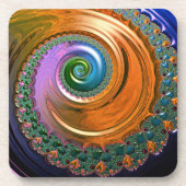 Orange Mandelbrot Wirbel Kunststoff-Untersetzer Getränkeuntersetzer (Vorderseite)