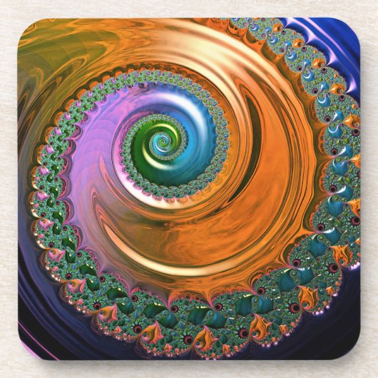 Orange Mandelbrot Wirbel Kunststoff-Untersetzer Getränkeuntersetzer (Vorderseite)