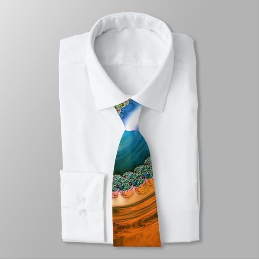 Orange Mandelbrot Wirbel Neck Tie Krawatte (Gebunden)