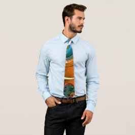 Orange Mandelbrot Wirbel Neck Tie Krawatte