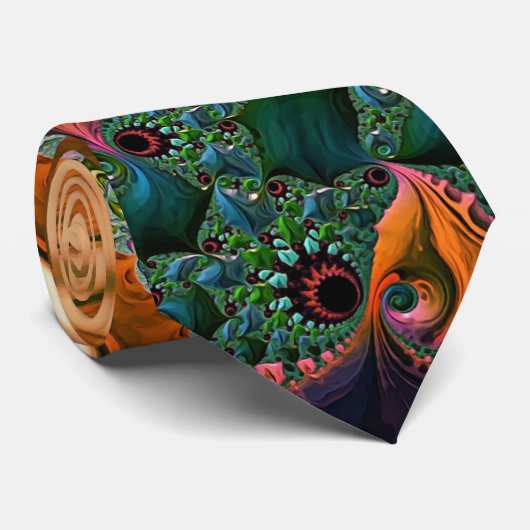 Orange Mandelbrot Wirbel Neck Tie Krawatte (Gerollt)