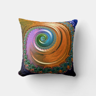Orange Mandelbrot Wirbel Throw Kissen