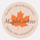 Orange Maple Erntedank Hausgemachte Backgeschenke Runder Aufkleber (Vorderseite)