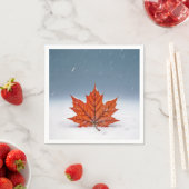 Orange Maple Leaf On Fresh Snow Serviette (Beispiel)