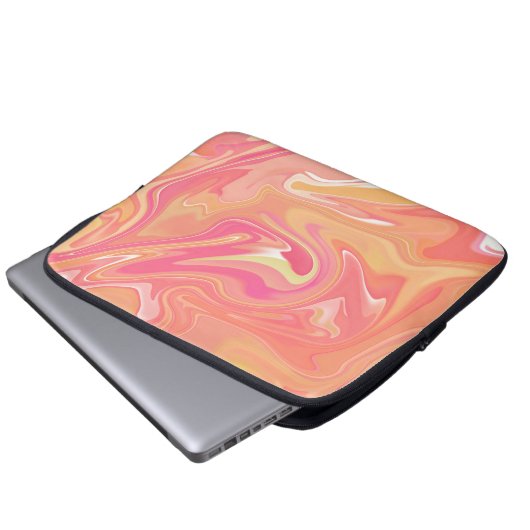Orange Marble Laptop Case (Vorne Knopf)