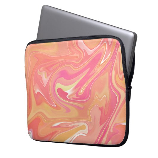 Orange Marble Laptop Case (Vorderseite Links)
