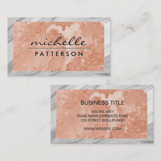 Orange Marble | Marmorgrenze Visitenkarte (Vorne/Hinten)