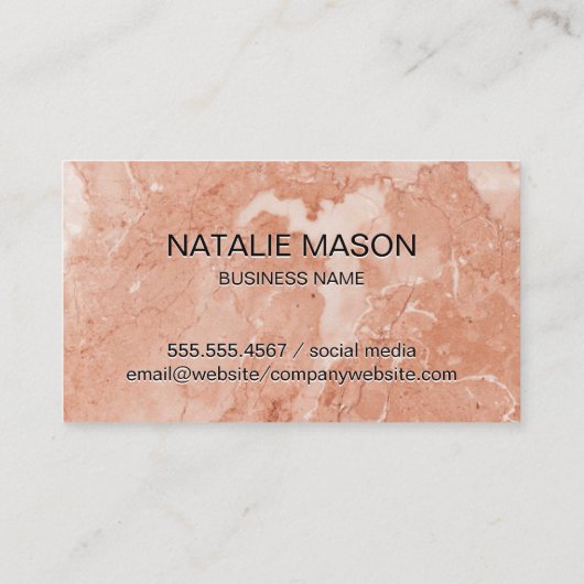 Orange Marble | Monogramm Visitenkarte (Rückseite)