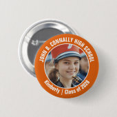 Orange Marching Band Foto High School Brag Button (Vorne & Hinten)
