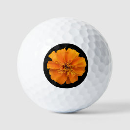 Orange Marigold auf schwarzem Hintergrund Golfball