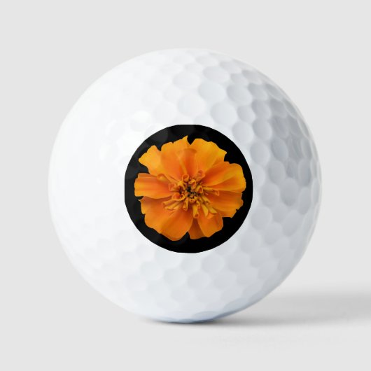 Orange Marigold auf schwarzem Hintergrund Golfball (Vorderseite)