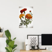 Orange Marigold Blume Art Print Poster (Heimbüro)