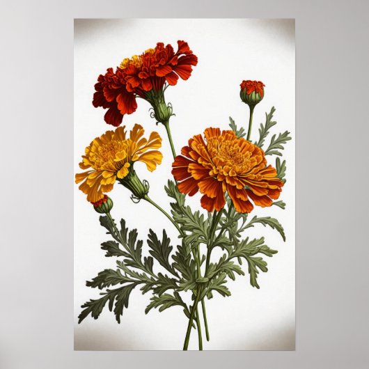 Orange Marigold Blume Art Print Poster (Vorne)
