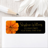 Orange Marigold Blume Black Return Address Label (Insitu)