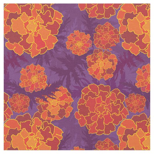 Orange Marigold Blume Pattern Stoff (Nahaufnahme)