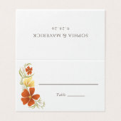 Orange & Marigold Bold Floral Wedding Platzkarte (Außenseite Aufgefaltet)